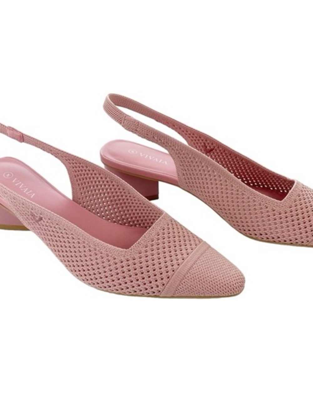 Vivaia Leah Pink Knit Slingback Block Heel